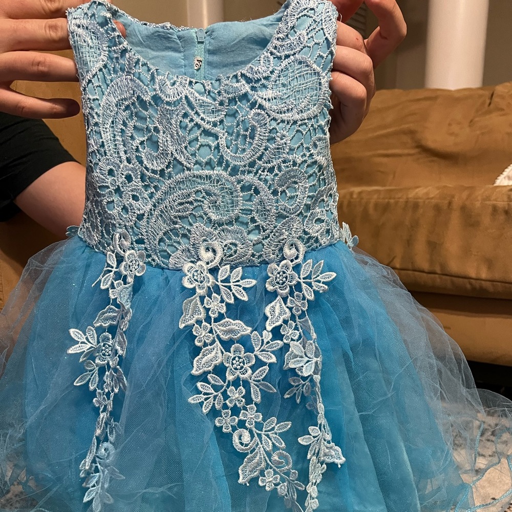 Toddler girl blue lace dress 24m